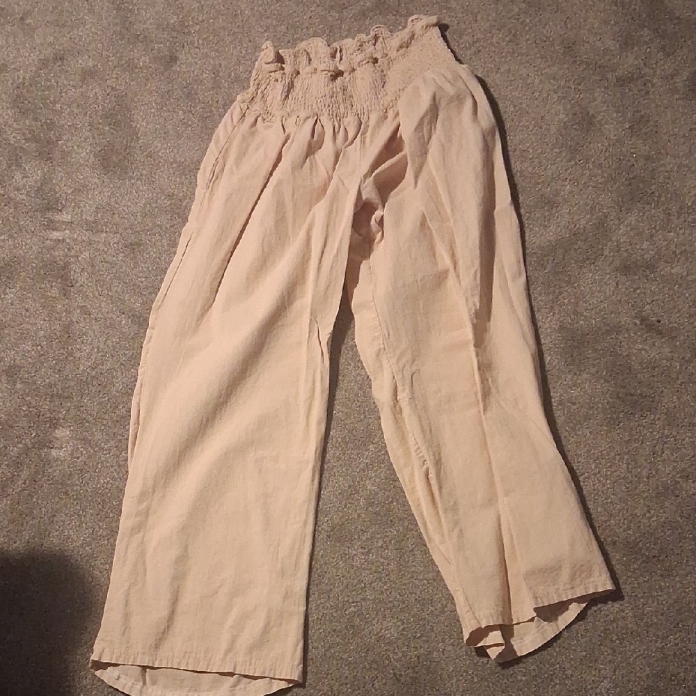 SHEIN Cream Casual Wide-Leg Pants